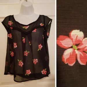 HOLLISTER Floral Mesh Top Medium